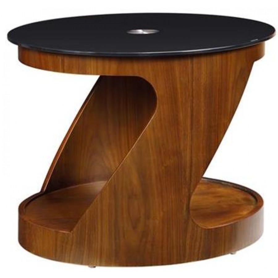 Curve Walnut Veneer Side Table